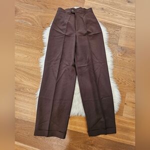 Vintage High-Waist Straight Leg Brown Trousers